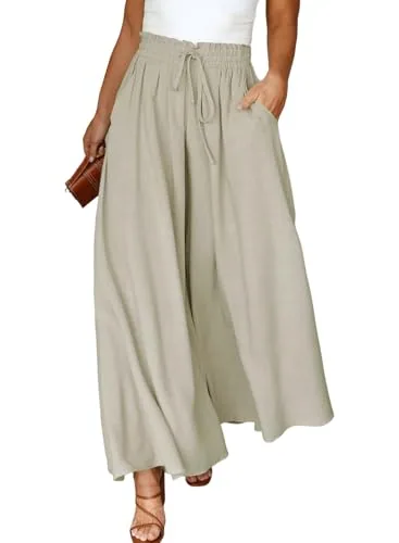 High Waist Wide Leg Palazzo Pants II, Beige