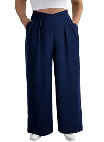 High Waist Pants, Navy Blue