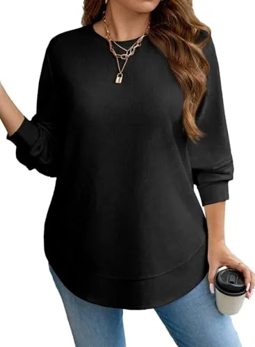 Crew Neck Long Sleeve Top VII, Black