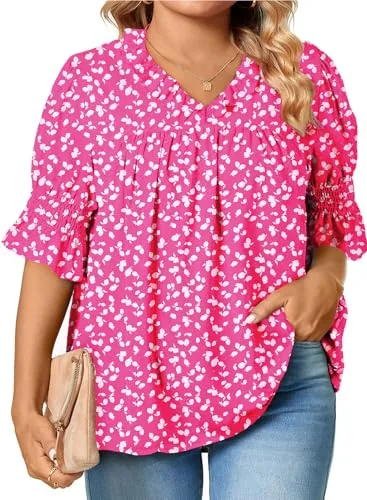Chiffon V Neck Blouse, Rose