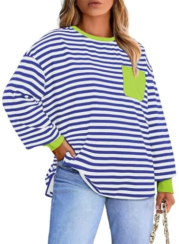 Crew Neck Long Sleeve Top, Light Blue
