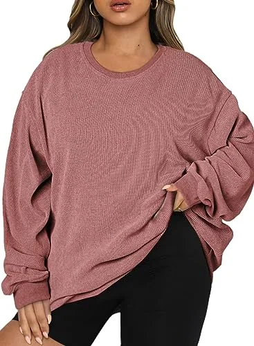 Crew Neck Long Sleeve Sweatshirt, Pink