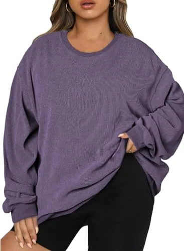 Crew Neck Long Sleeve Oversized Sweatshirt, Orchid Mist