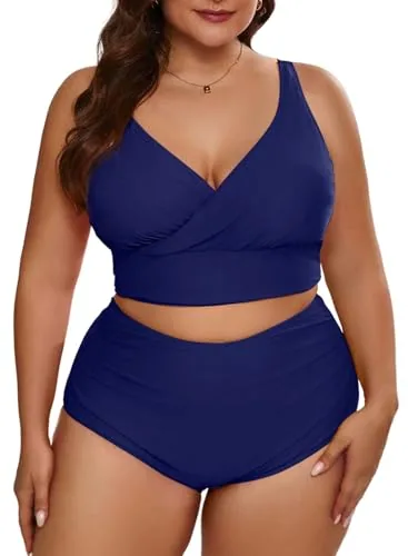 High Waist Bikini Set, Navy Blue