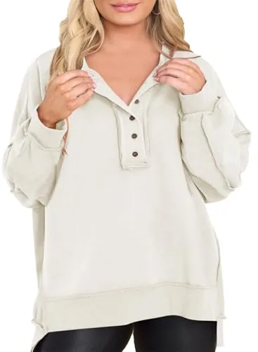 V Neck Long Sleeve Sweatshirt, White