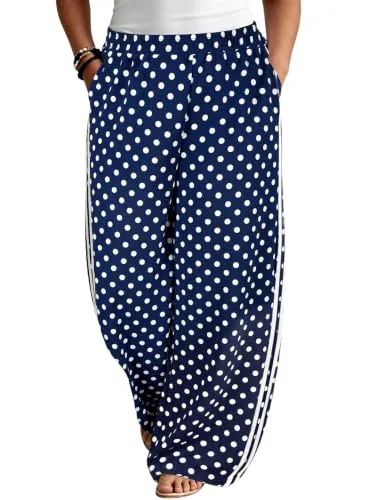Polka Dot High Waist Pants, Bluing
