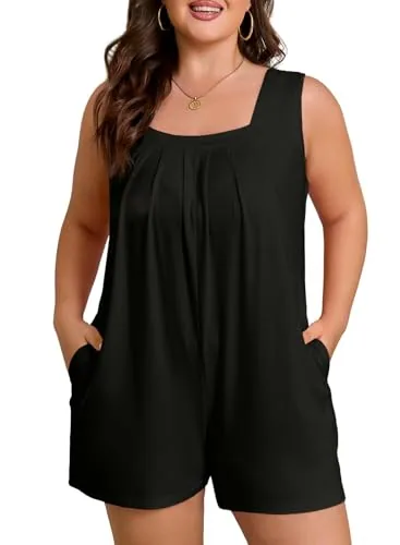 Sleeveless Romper, Black
