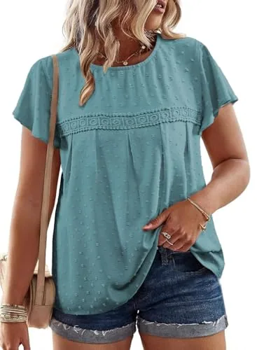 Lace Crew Neck Short Sleeve Dress II, Haze Blue