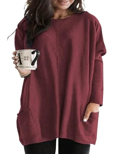 Crew Neck Long Sleeve Top II, Burgundy