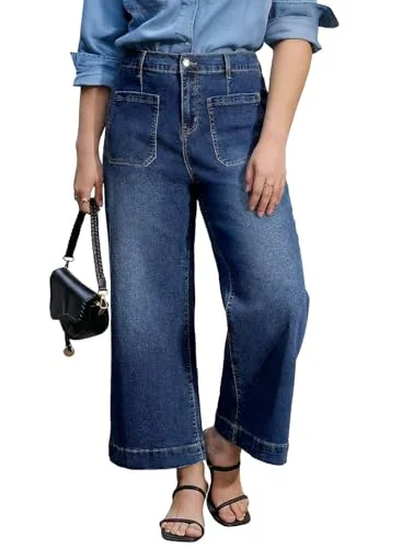 High Waist Jeans, Navy Blue