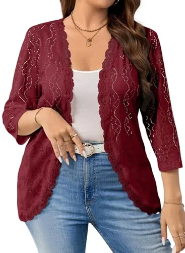 Lace Cardigan, Burgundy