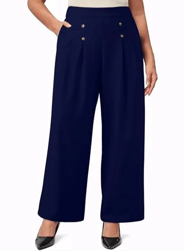 High Waist Wide Leg Pants III, Navy Blue