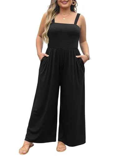 Square Neck Sleeveless Smocked Romper, Black