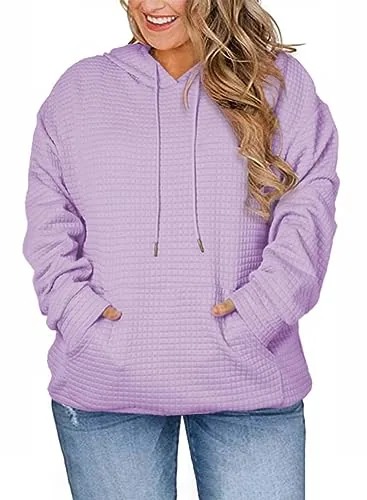 Drawstring Long Sleeve Hoodie, Purple