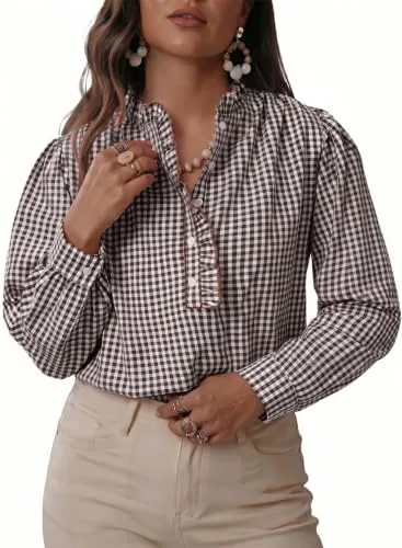 Plaid Collared Long Sleeve Shirt, Desert Palm