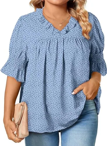 V Neck Blouse, Sky Blue