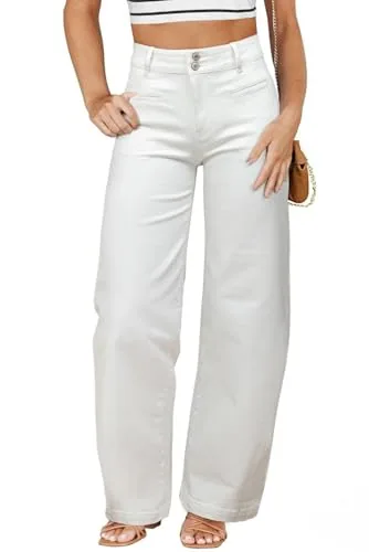High Waist Jeans V, White
