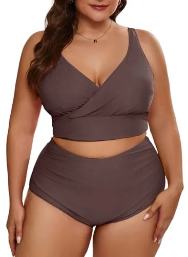 High Waist Bikini Set, Coffee